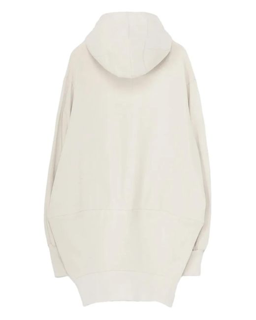 Yohji Yamamoto White Drawstring Hooded Jumper