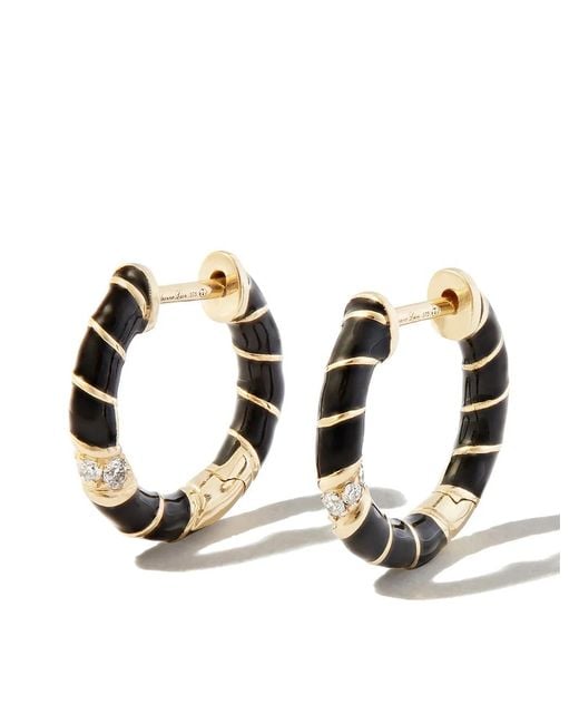 Yvonne Léon Metallic 9Kt Enamel Diamond Hoop Earrings for men