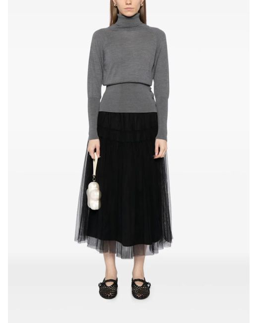 Simone Rocha Gray Fitted High-Neck Top