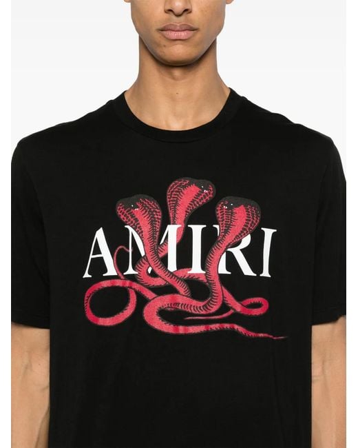 Amiri Black Snake Print Tee For – Fw24 Collection for men