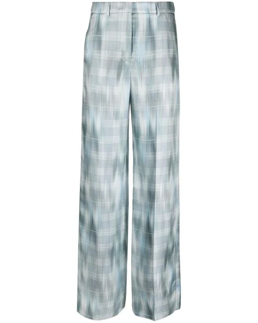 Giorgio Armani Blue Prince Of Wales Silk Trousers