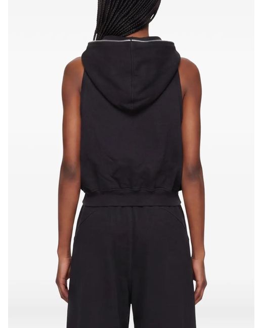 Rick Owens Blue Zip-Up Sleeveless Hoodie