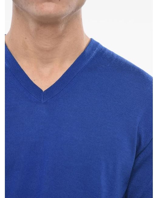 Malo Blue V-Neck Light-Weight Sweater for men