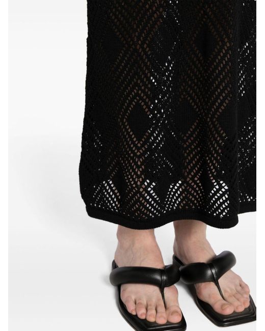Faithfull The Brand Black Serena Geometric-pattern Knitted Dress