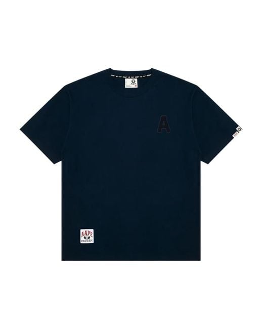 Aape By A Bathing Ape Blue Logo Embroidered T-Shirt for men