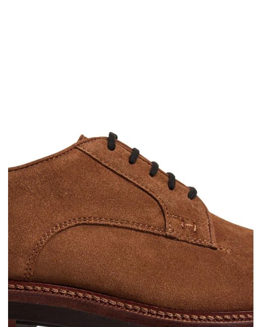 Hackett Brown Egmont Fine Suede Derby Shoes for men