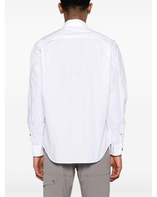 Chemise en coton à logo brodé Stone Island pour homme en coloris White