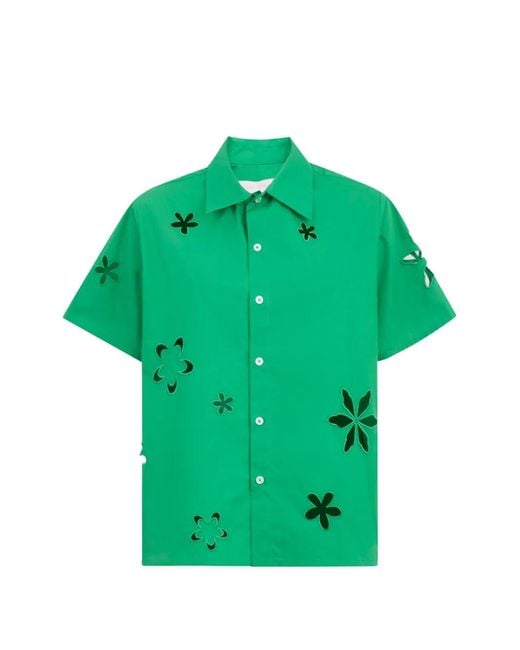 MIRA MIKATI Green Cut-Out Flower Shirt