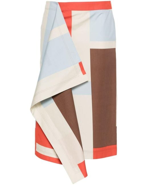 Jupe mi-longue à design colour block Fendi en coloris White