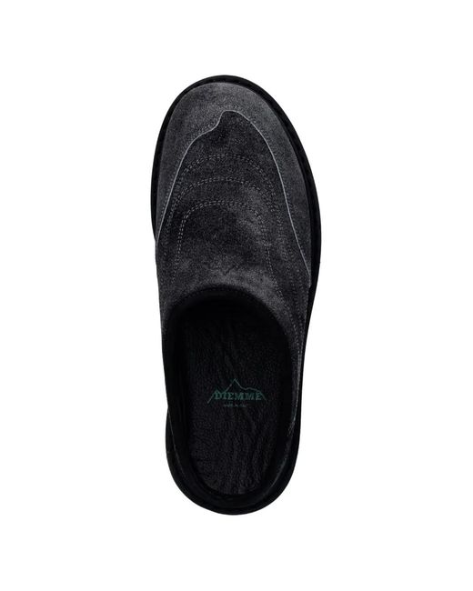 Diemme Black Maggiore Quilted Suede Mules for men