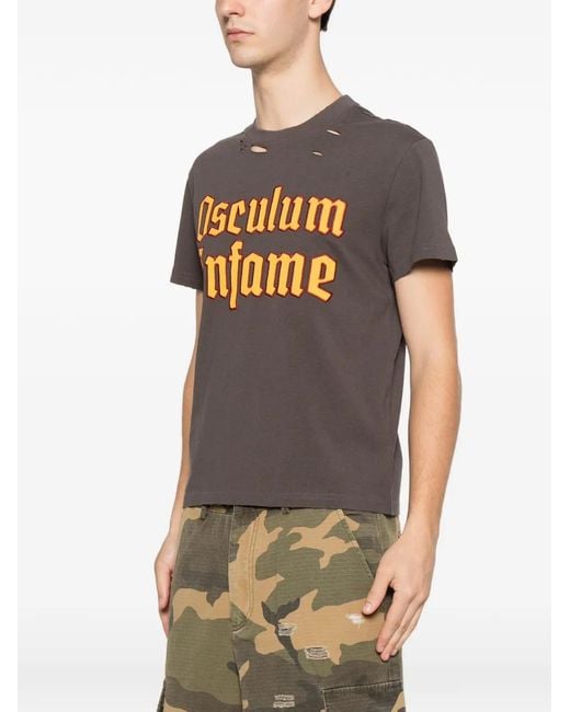 DAGGER Gray Distressed-Effect T-Shirt for men