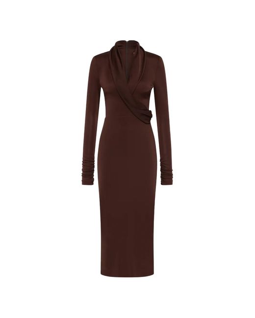 Rebecca Vallance Purple Hazine Long-Sleeve Midi Dress