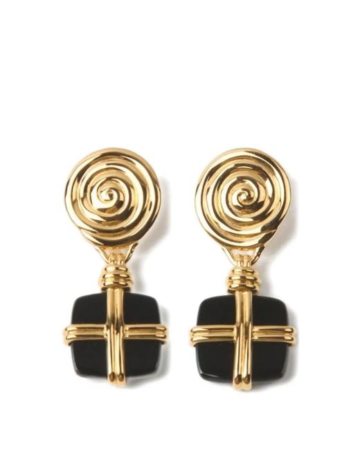 Rejina Pyo Metallic Squiggle Plated With Onyx Earrings