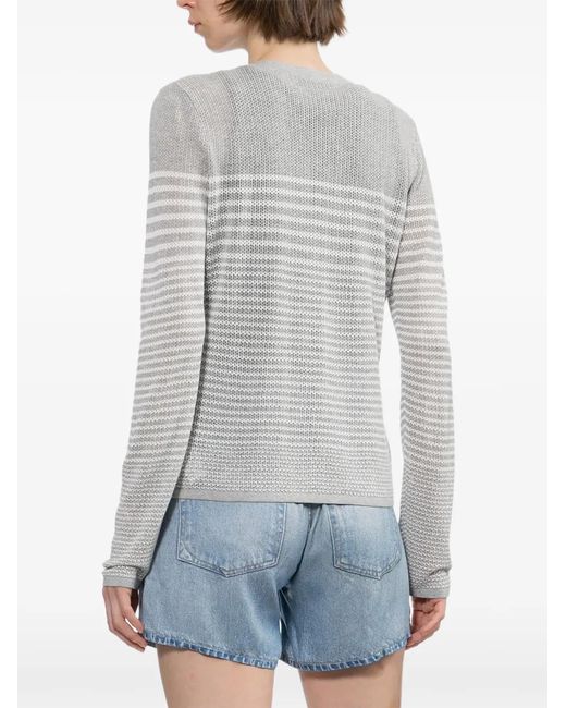 Rag & Bone White Striped Pointelle-Knit Cardigan