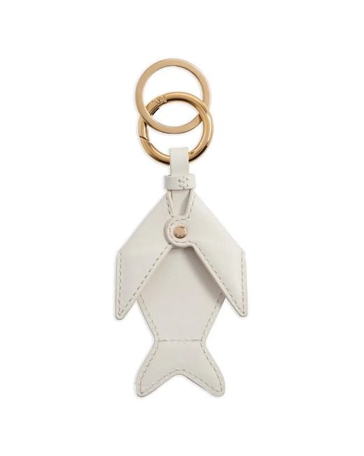 Lancel White Fish-Motif Keyring
