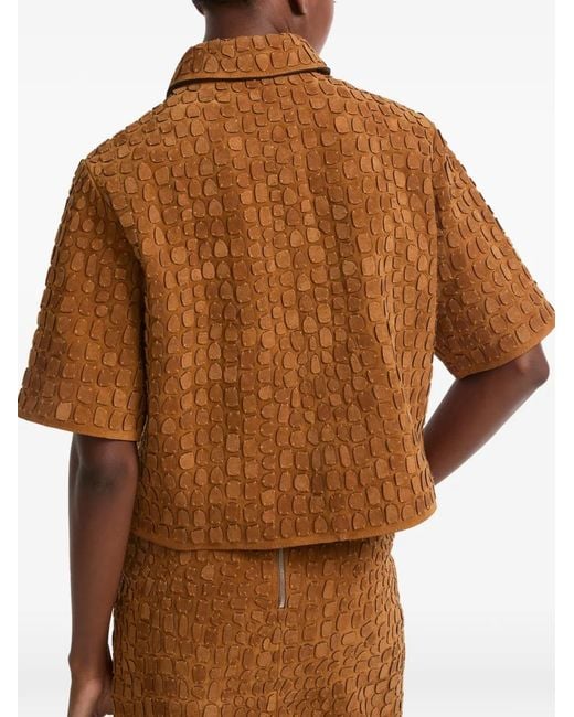 Yves Salomon Brown Suede Short-Sleeve Shirt