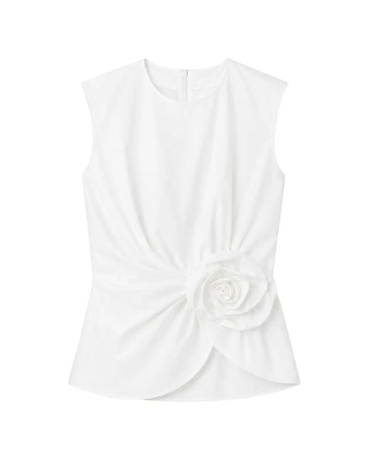 Liviana Conti White Floral-Applique Sleeveless Top