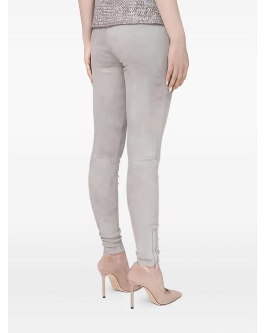 Fabiana Filippi Gray Slim Tapered Leather Trousers