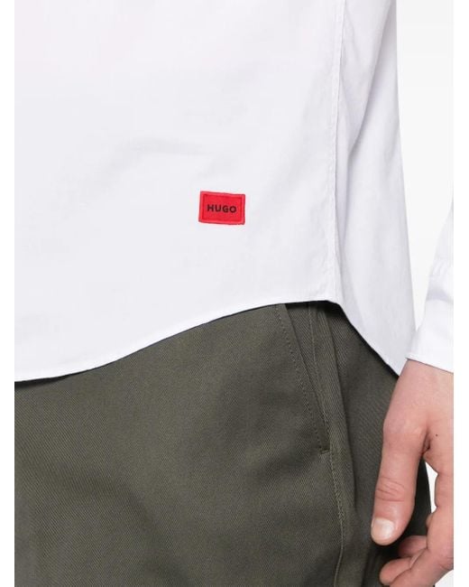 Chemise En Coton À Logo Brodé HUGO pour homme en coloris White