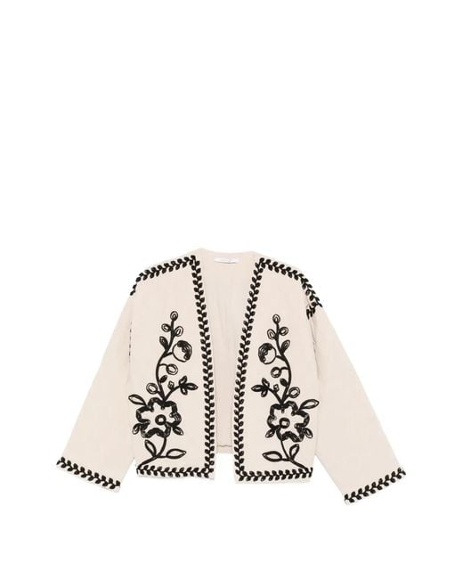 PHILIA LOFT White Floral-Embroidered Jacket