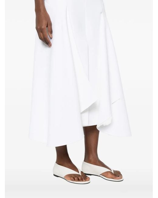 Brandon Maxwell White Cascade Strap Dress