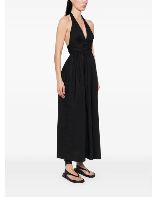Matteau Black Plunge Halterneck Midi Dress