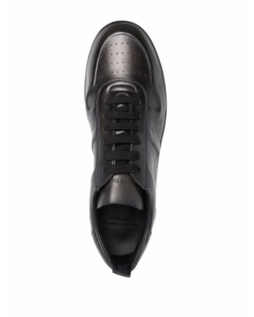 Officine Creative Black Logo-Debossed Low-Top Leather Sneakers for men