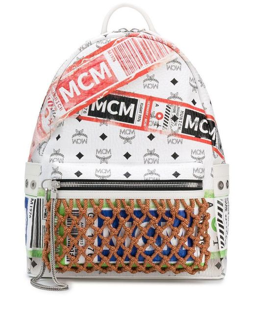 MCM White Stark Backpack In Flight Print Visetos for men