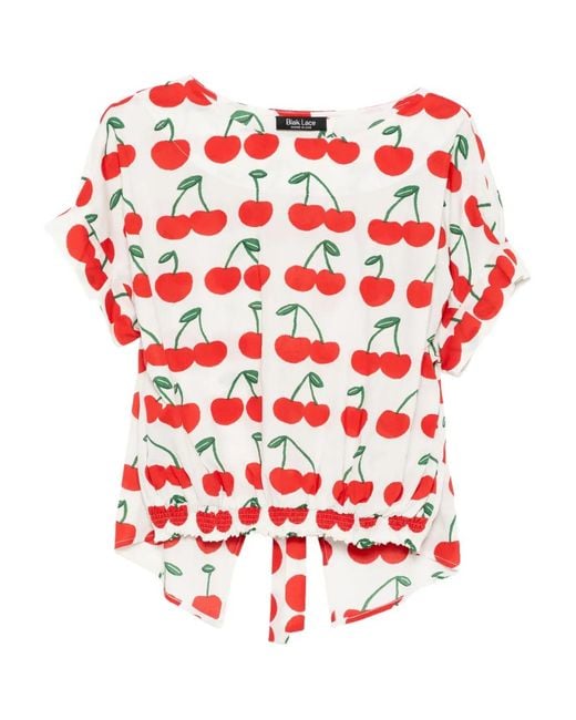 BLAKLACE Red Cherry-Print Blouse