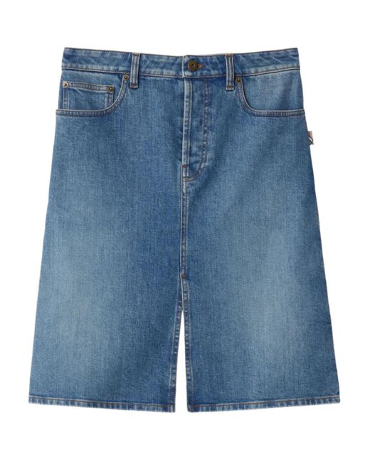 Burberry Blue Denim Midi Skirt