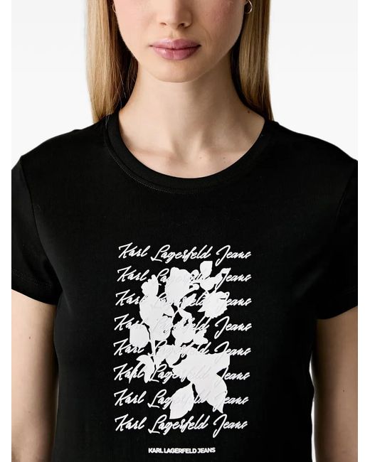 Karl Lagerfeld Black Graphic-Print T-Shirt
