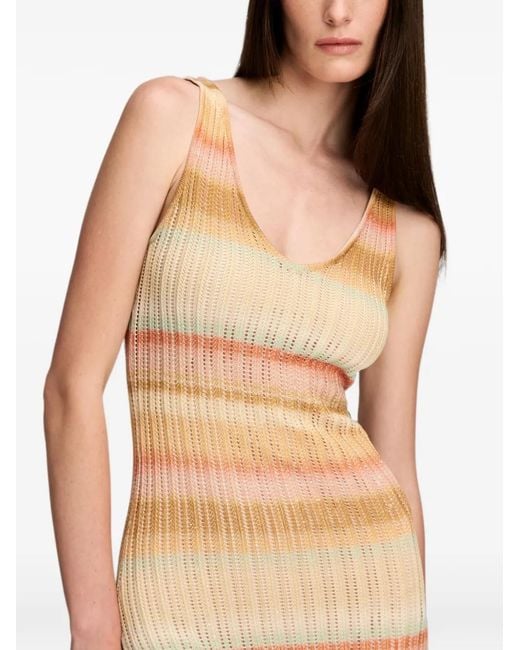 Cinq À Sept Metallic Edie Stripe-Pattern Maxi Dress