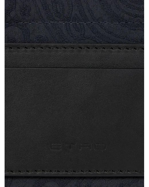 Etro Black Paisley-Pattern Leather-Trim Pouch Bag for men