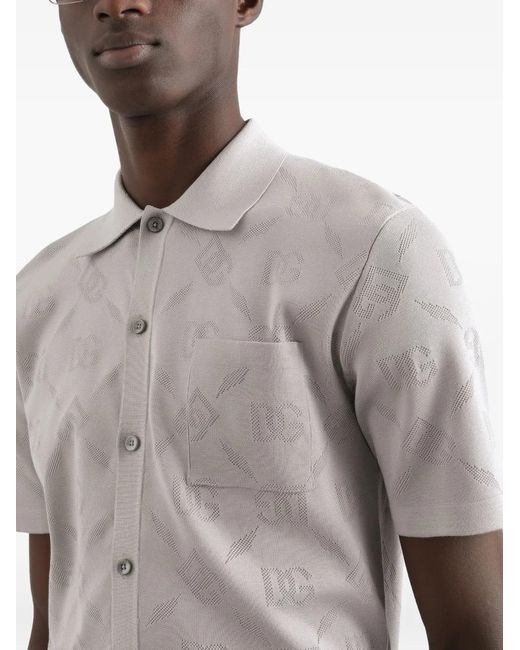 Dolce & Gabbana White Monogram-Pattern Shirt for men