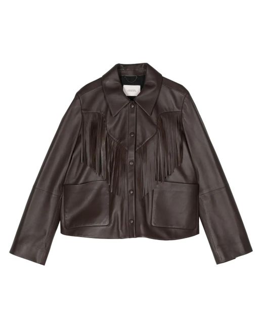 Veste En Cuir À Franges Dorothee Schumacher en coloris Brown