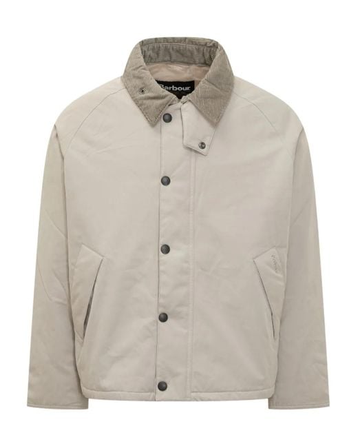 Plumífero con cuello de pana Barbour de hombre de color Natural