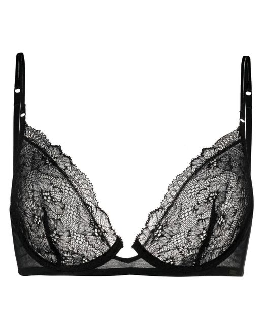 Calvin Klein Lace-embellished Plunge Bra in Black | Lyst Australia
