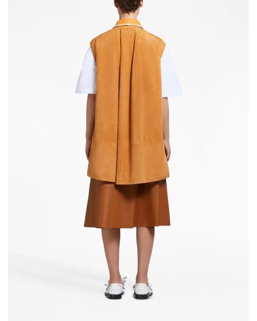 Marni Orange Veston En Cuir À Rayures