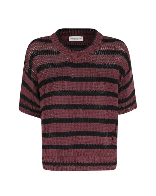Roberto Collina Red Striped Open-Knit Sweater