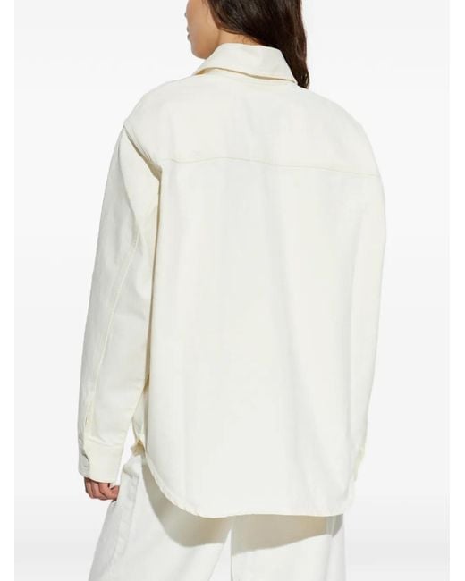 AMI White Ami De Coeur Logo-Patch Denim Shirt
