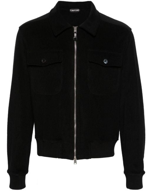 Tom Ford Frottee-Hemdjacke mit Reißverschluss in Black für Herren