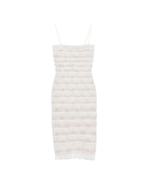 Hervé Léger White Robe Dara Bordée De Dentelle