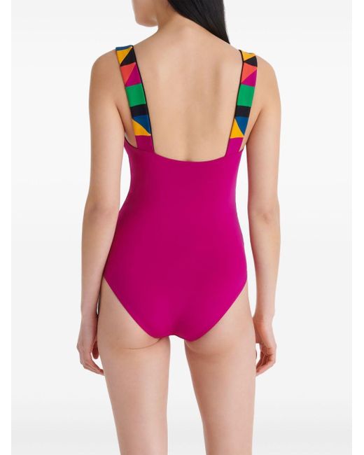 Eres Pink Tempo Contrasting-strap Swimsuit