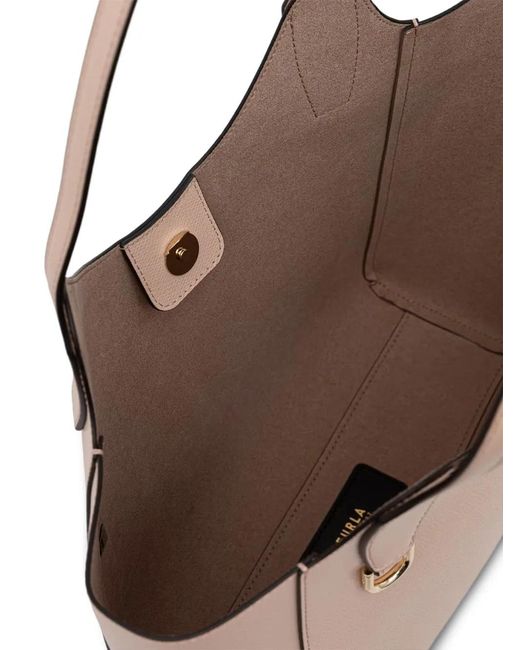 Furla Natural S Lea Grainy Leather Tote Bag