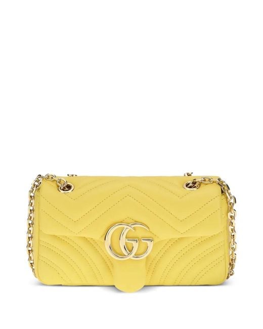 Gucci Yellow Small Gg Marmont Quilted Shoulder Bag