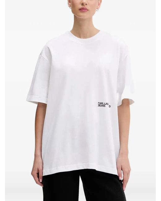 Karl Lagerfeld White T-Shirt À Fentes Latérales