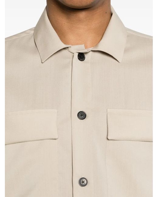Low Brand Natural Patch-Pocket Virgin-Wool Shirt for men