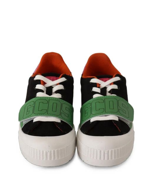 Gcds Green Logo-Strap Suede Sneakers