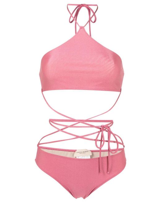 Adriana Degreas Pink Metallic-finish Bikini Set