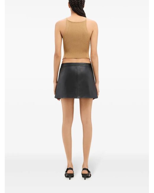 Courreges Black Vintage Leather Mini Skirt
